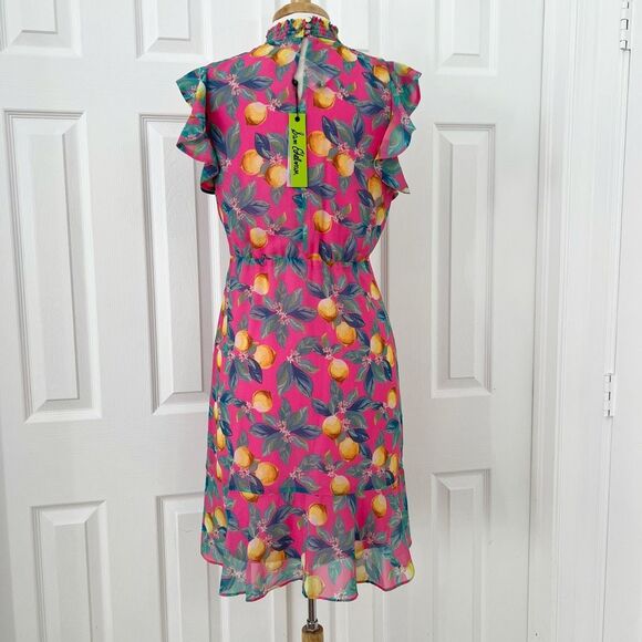 Sam Edelman Womens Pink Tropical Lemon Print High Neck Shift Dress Size 4 NWT - Picture 5 of 9